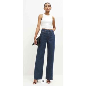 Reformation Burnside Dark Blue Wide-Leg High-Rise Jeans